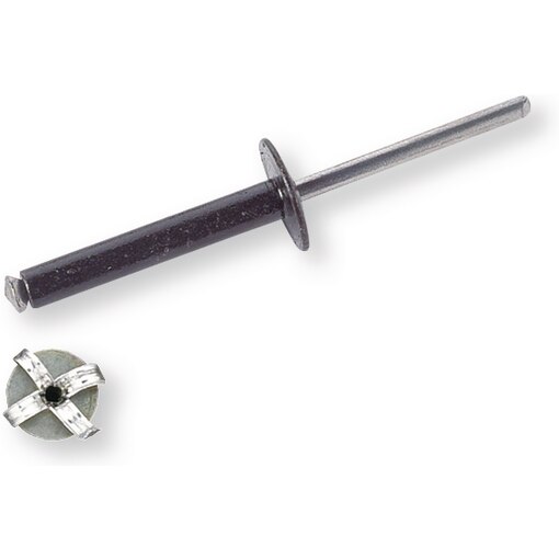 Spreiz-Blindnieten 4,8x14, Flachkopf Ø 14 mm, Aluminium/Stahl, schwarz